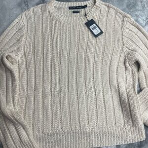 Women’s Ralph Lauren Black Label Hand Knit Cream Sweater 100% Linen NWT size XL